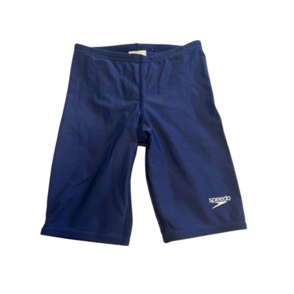 Speedo Jammer Swimsuit Shorts Boys Youth 26 Stretch Swimming Pool Logo Blue